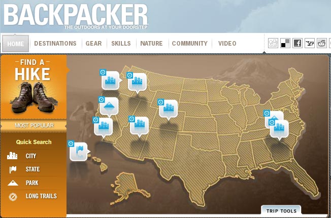 Screenshot of the Backpacker website