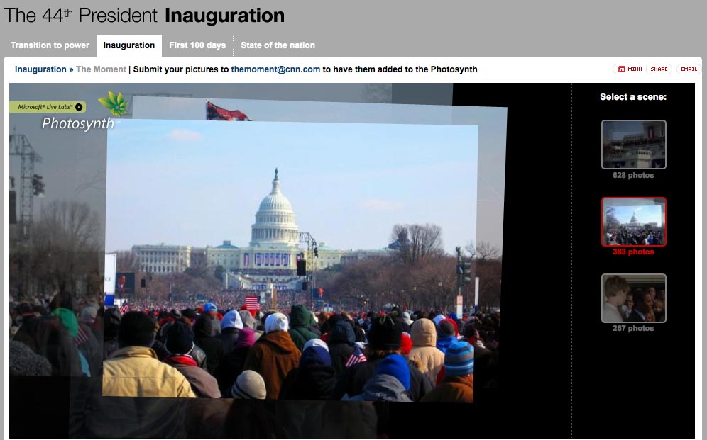 Screenshot of CNN's inauguration website