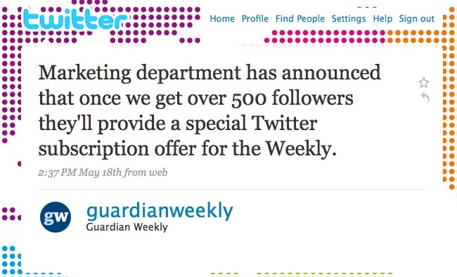Guardian Weekly Twitter update