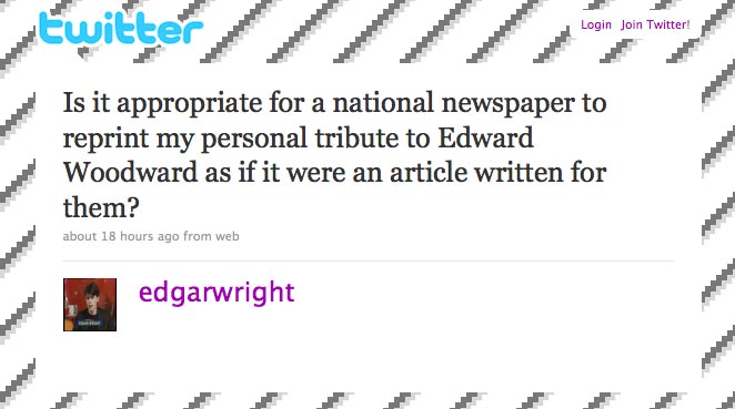 Twitter update from @edgarwright